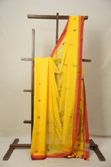 Yellow Mul Bengal Cotton Jamdani Saree - SRYMBCJS200