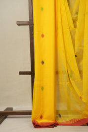 Yellow Mul Bengal Cotton Jamdani Saree - SRYMBCJS200