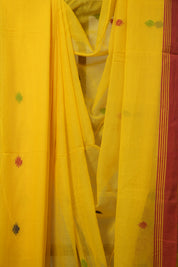 Yellow Mul Bengal Cotton Jamdani Saree - SRYMBCJS200