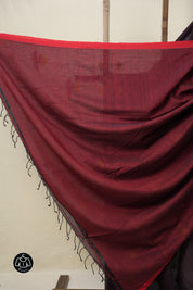 Dark Plum Mul Bengal Cotton Jamdani Saree - SRDPMBCJS195