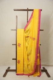 Yellow Mul Bengal Cotton Jamdani Saree - SRYMBCJS198