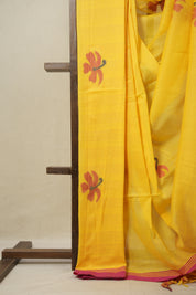 Yellow Mul Bengal Cotton Jamdani Saree - SRYMBCJS198