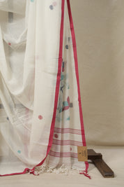Off White Bengal Mul Cotton Saree - SROWBMCS06