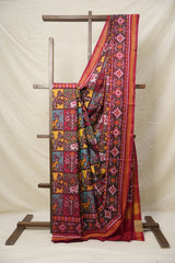 Maroon-Yellow Rajkot Patola Silk Saree - SRMYRPSS541