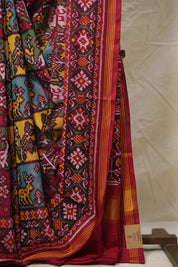 Maroon-Yellow Rajkot Patola Silk Saree - SRMYRPSS541