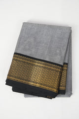 Ash Grey Kanchi Cotton Saree (DEFECT) - SRAGKCS67-PI