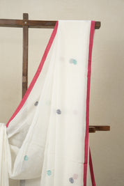 Off White Bengal Mul Cotton Saree - SROWBMCS06