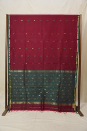 Maroon Maheshwari Saree - SRMMS1046