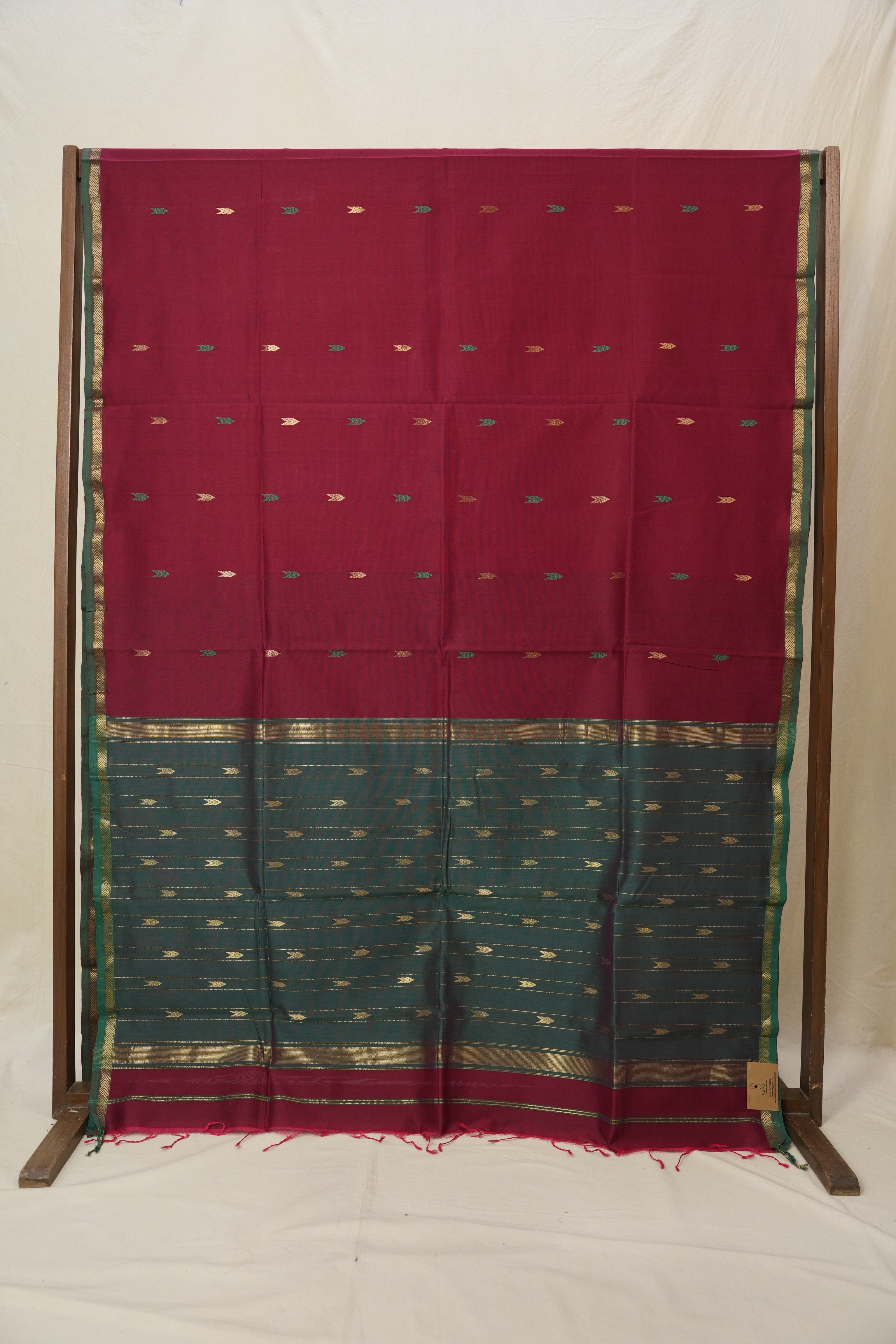 Maroon Maheshwari Saree - SRMMS1046