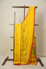 Turmeric Yellow Bengal Mul Cotton Saree - SRTYBMCS09