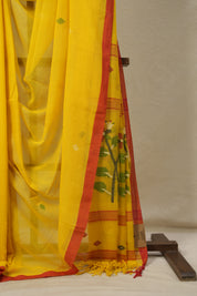Turmeric Yellow Bengal Mul Cotton Saree - SRTYBMCS09