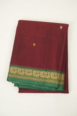 Maroon Kanchi Cotton Saree - SRMKCS1457