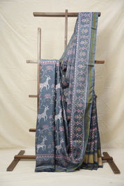 Metallic Grey  Rajkot Patola Silk Saree - SRMGRPSS538