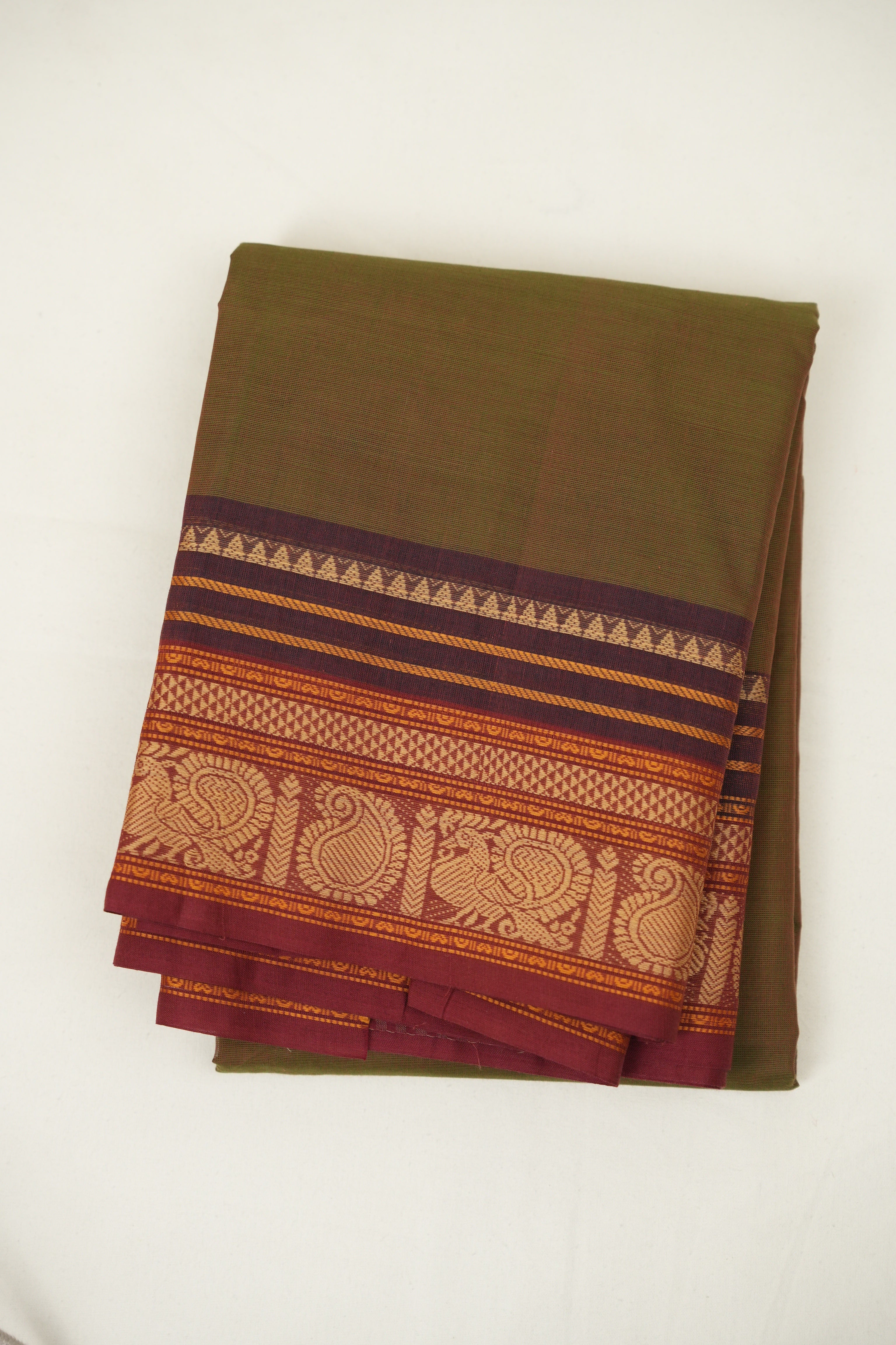 Dual Tone Green Kanchi Cotton Saree - SRDTGKCS1481
