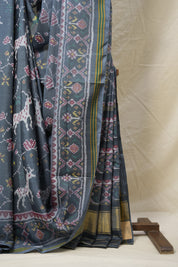 Metallic Grey  Rajkot Patola Silk Saree - SRMGRPSS538