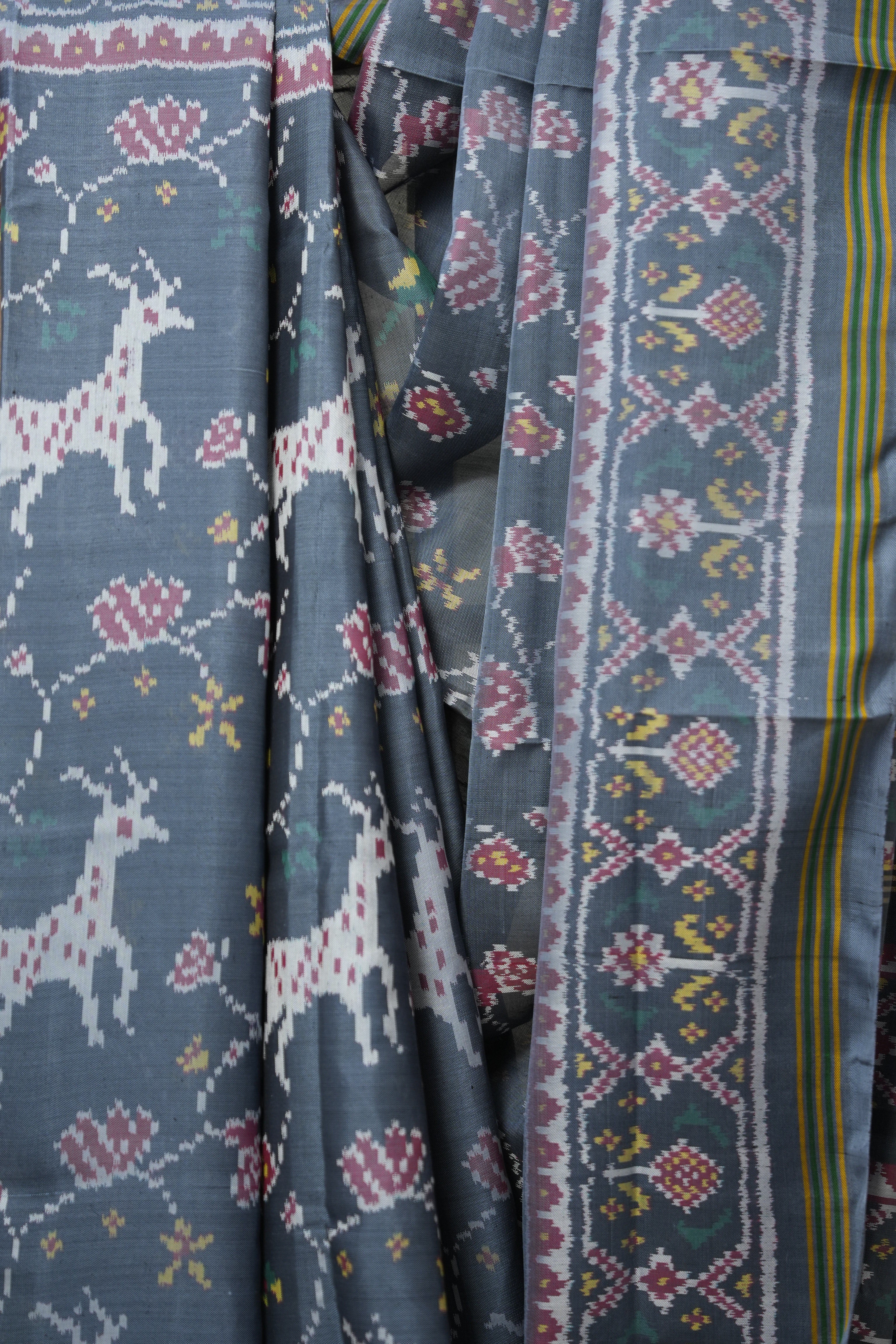 Metallic Grey  Rajkot Patola Silk Saree - SRMGRPSS538