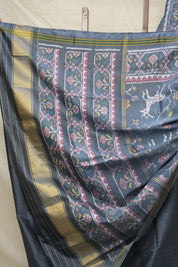 Metallic Grey  Rajkot Patola Silk Saree - SRMGRPSS538