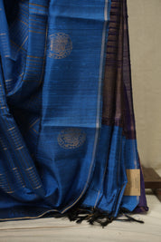 Blue Raw Silk Saree - SRBRSS1154