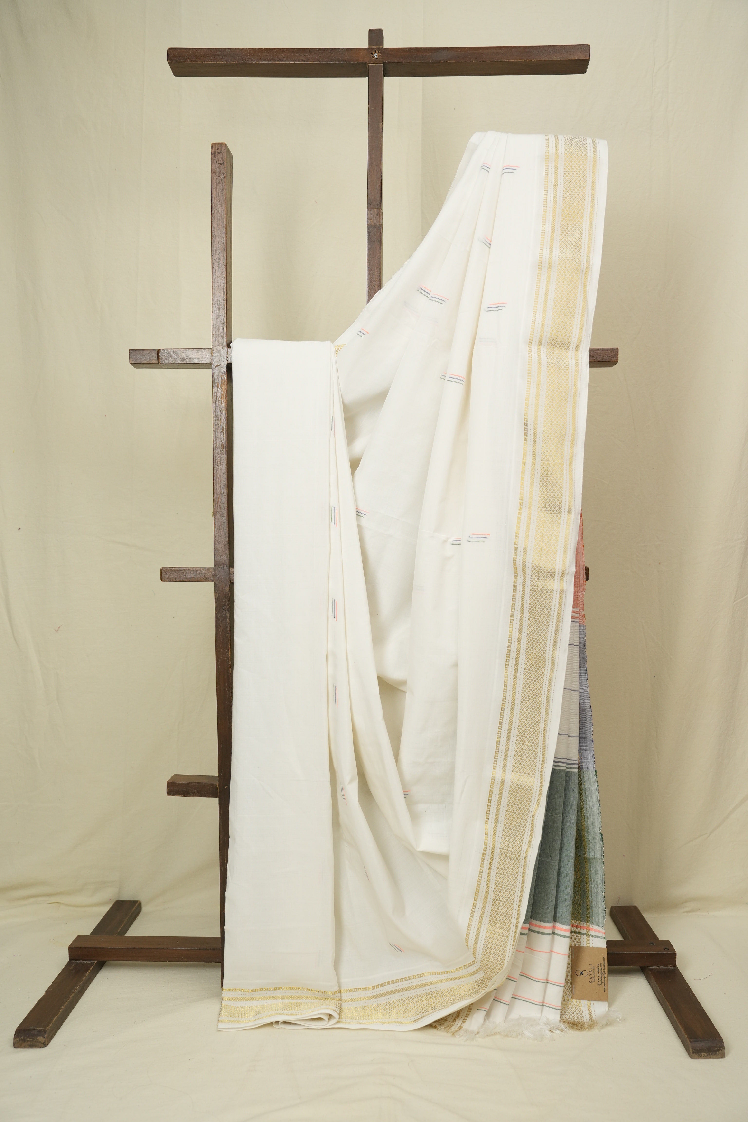 White Cotton Paithani Saree - SRWCPS755