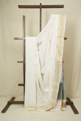 White Cotton Paithani Saree - SRWCPS755