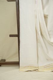 White Cotton Paithani Saree - SRWCPS755
