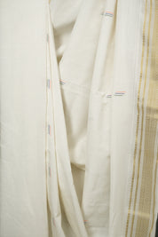 White Cotton Paithani Saree - SRWCPS755