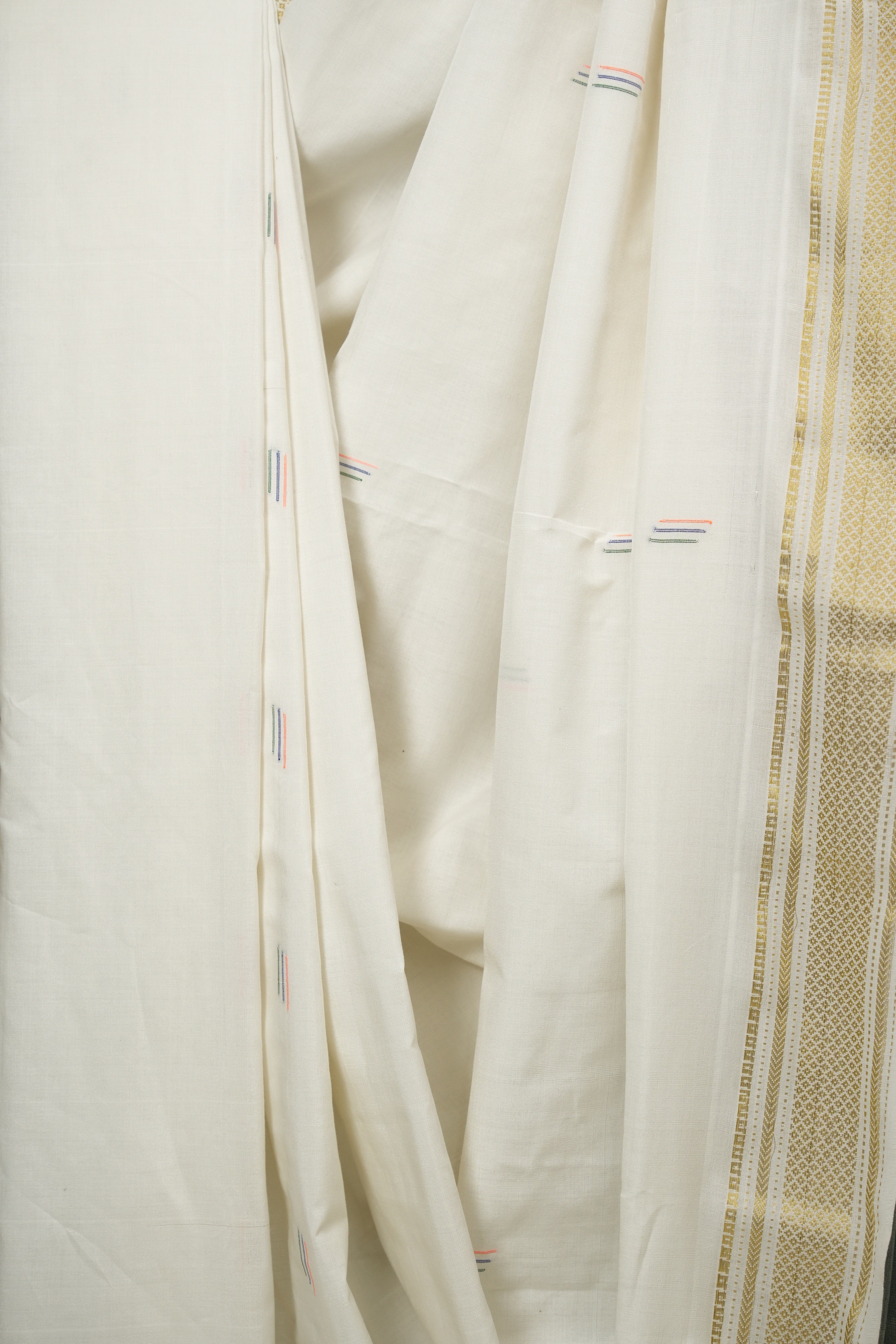 White Cotton Paithani Saree - SRWCPS755