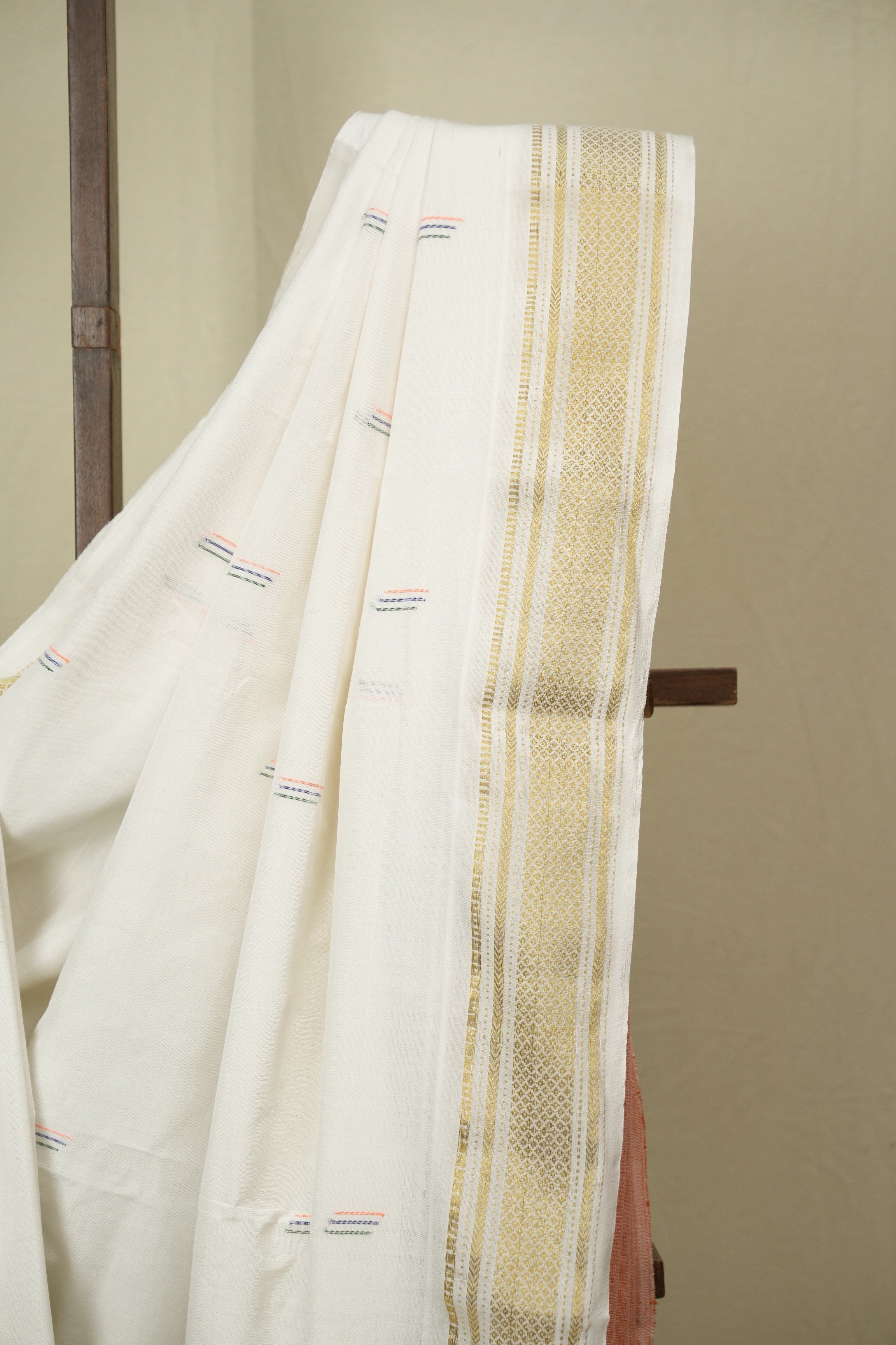 White Cotton Paithani Saree - SRWCPS755