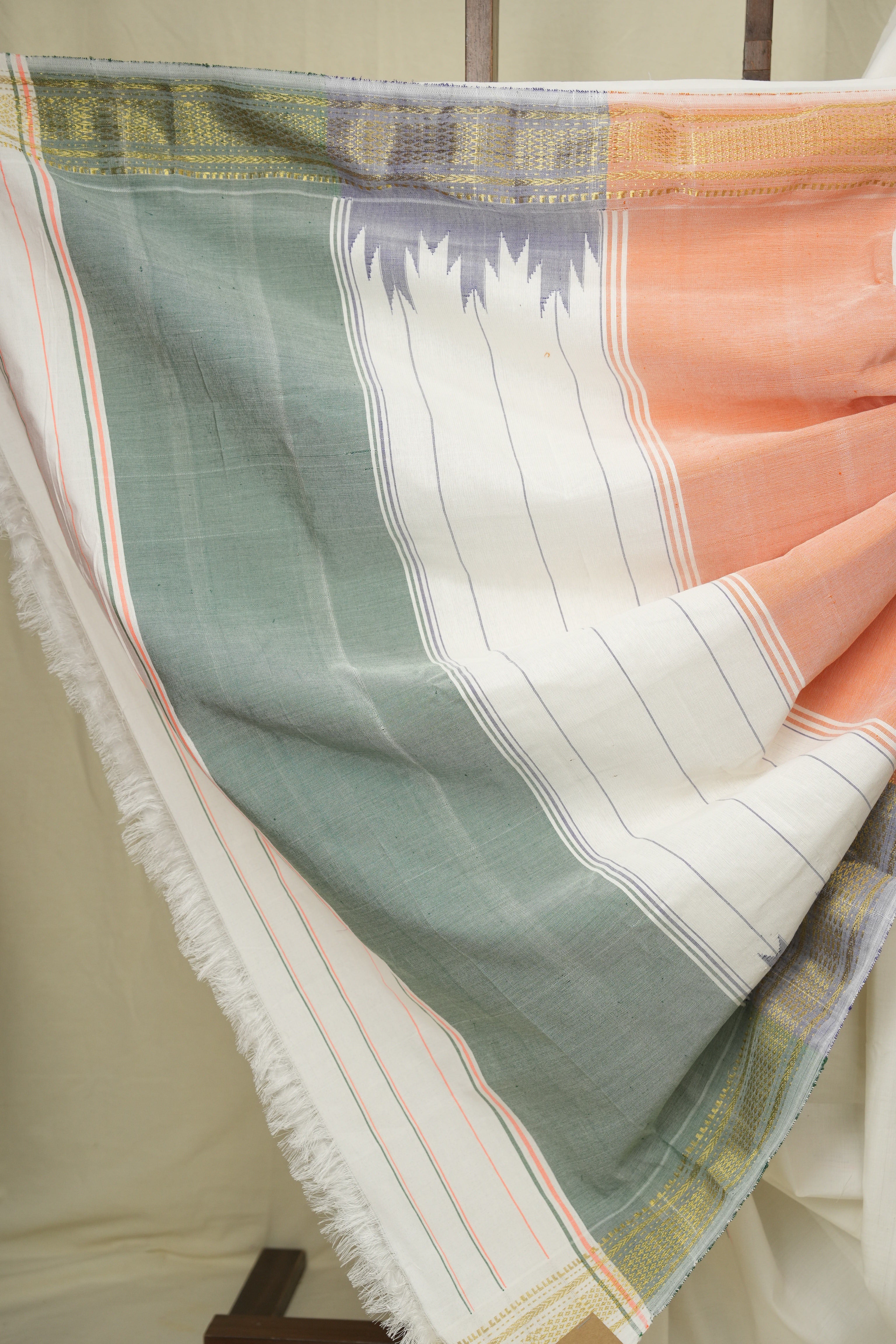 White Cotton Paithani Saree - SRWCPS755