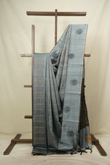 Powder Blue Raw Silk Saree - SRPBRSS1153