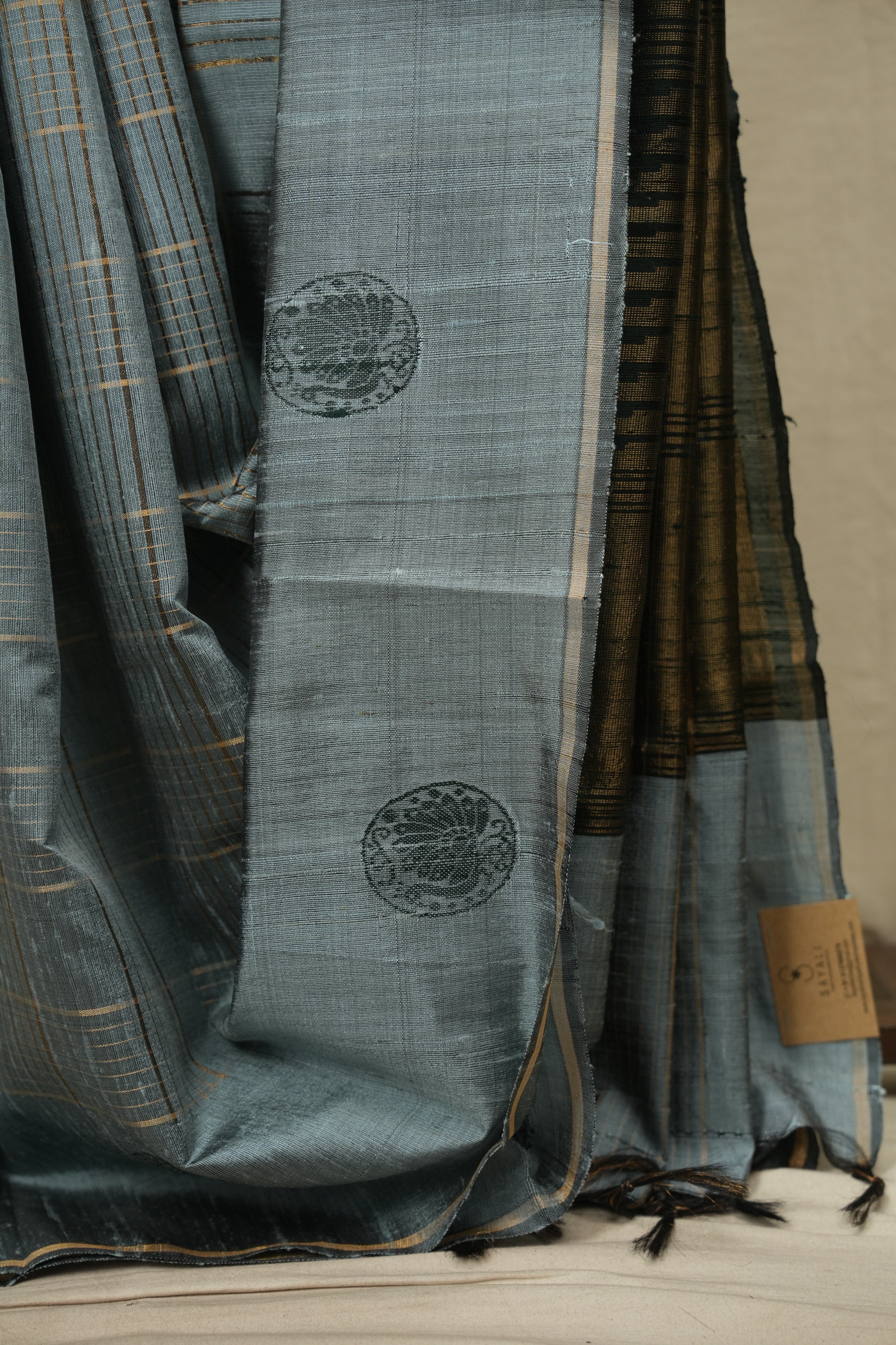 Powder Blue Raw Silk Saree - SRPBRSS1153
