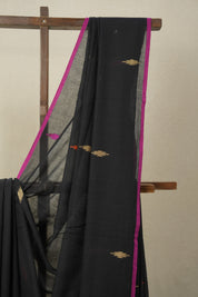 Black Bengal Mul Cotton Saree - SRBBMCS011