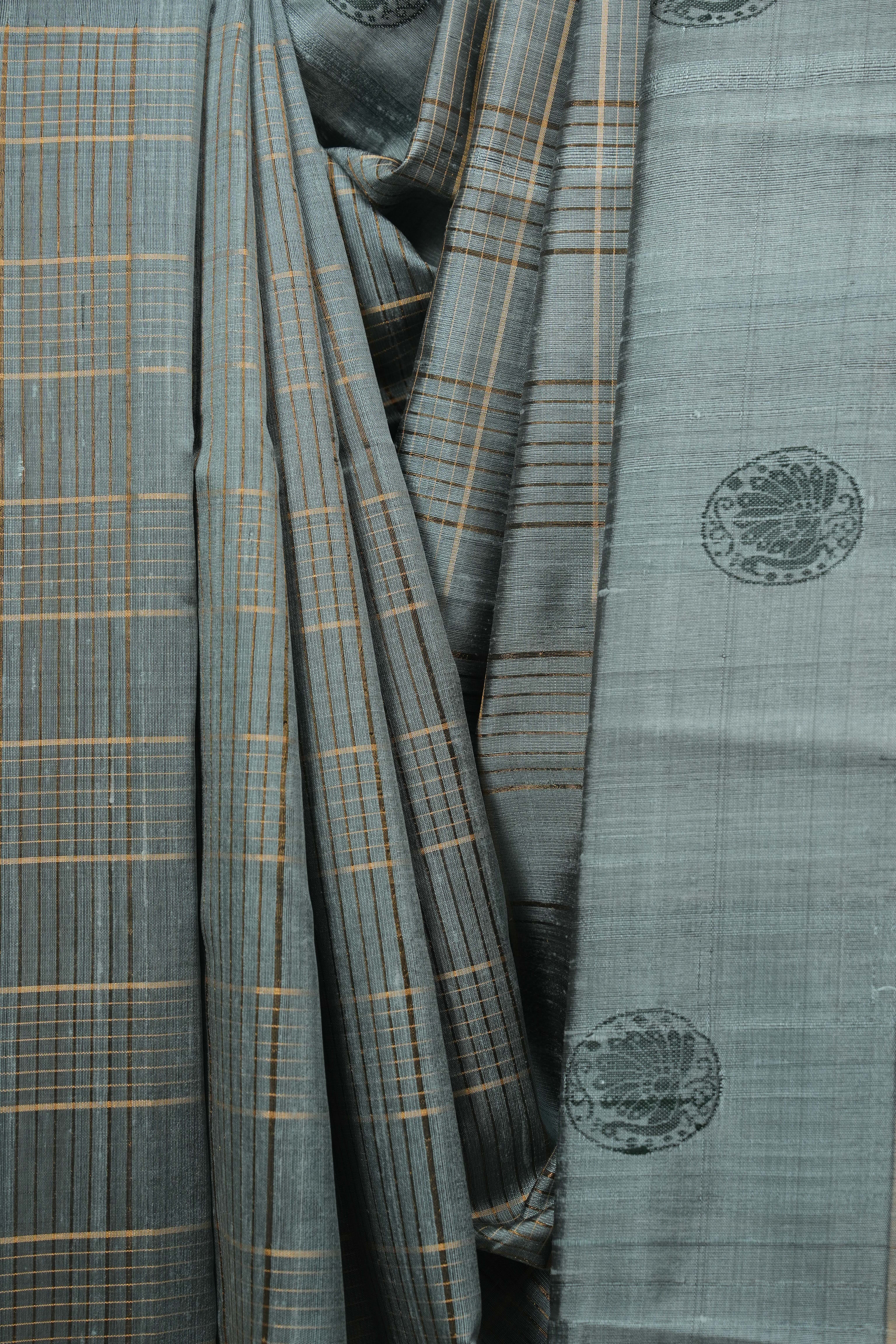 Powder Blue Raw Silk Saree - SRPBRSS1153
