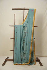 Sea Green Bengal Mul Cotton Saree - SRSGBMCS012