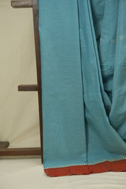 Aqua Blue Cotton Paithani Saree - SRABCPS756