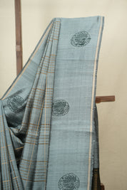 Powder Blue Raw Silk Saree - SRPBRSS1153
