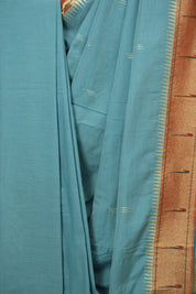Aqua Blue Cotton Paithani Saree - SRABCPS756