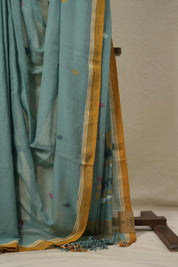 Sea Green Bengal Mul Cotton Saree - SRSGBMCS012