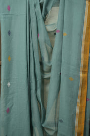 Sea Green Bengal Mul Cotton Saree - SRSGBMCS012