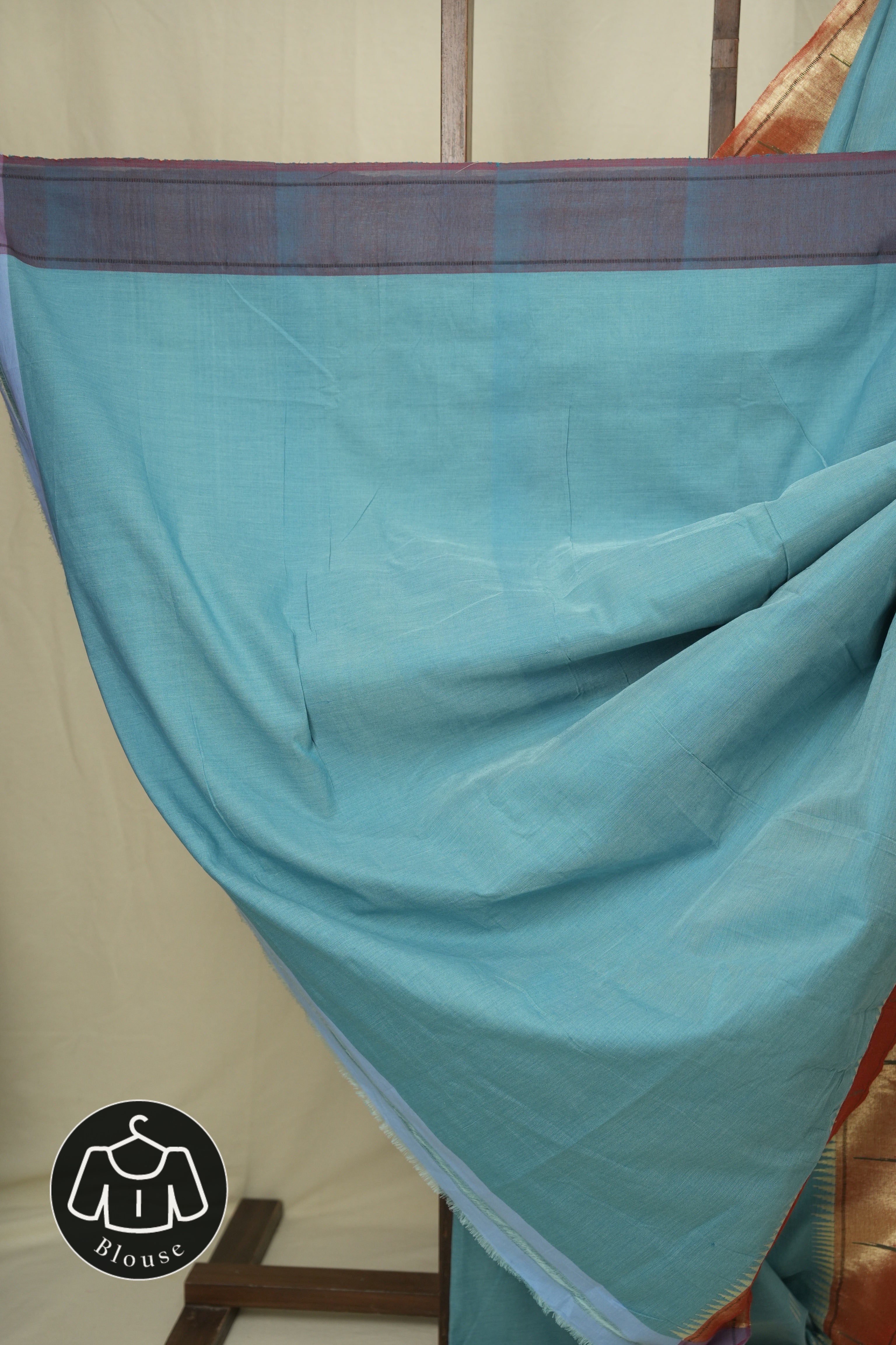Aqua Blue Cotton Paithani Saree - SRABCPS756