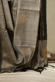 Grey Raw Silk Saree - SRGRSS1155