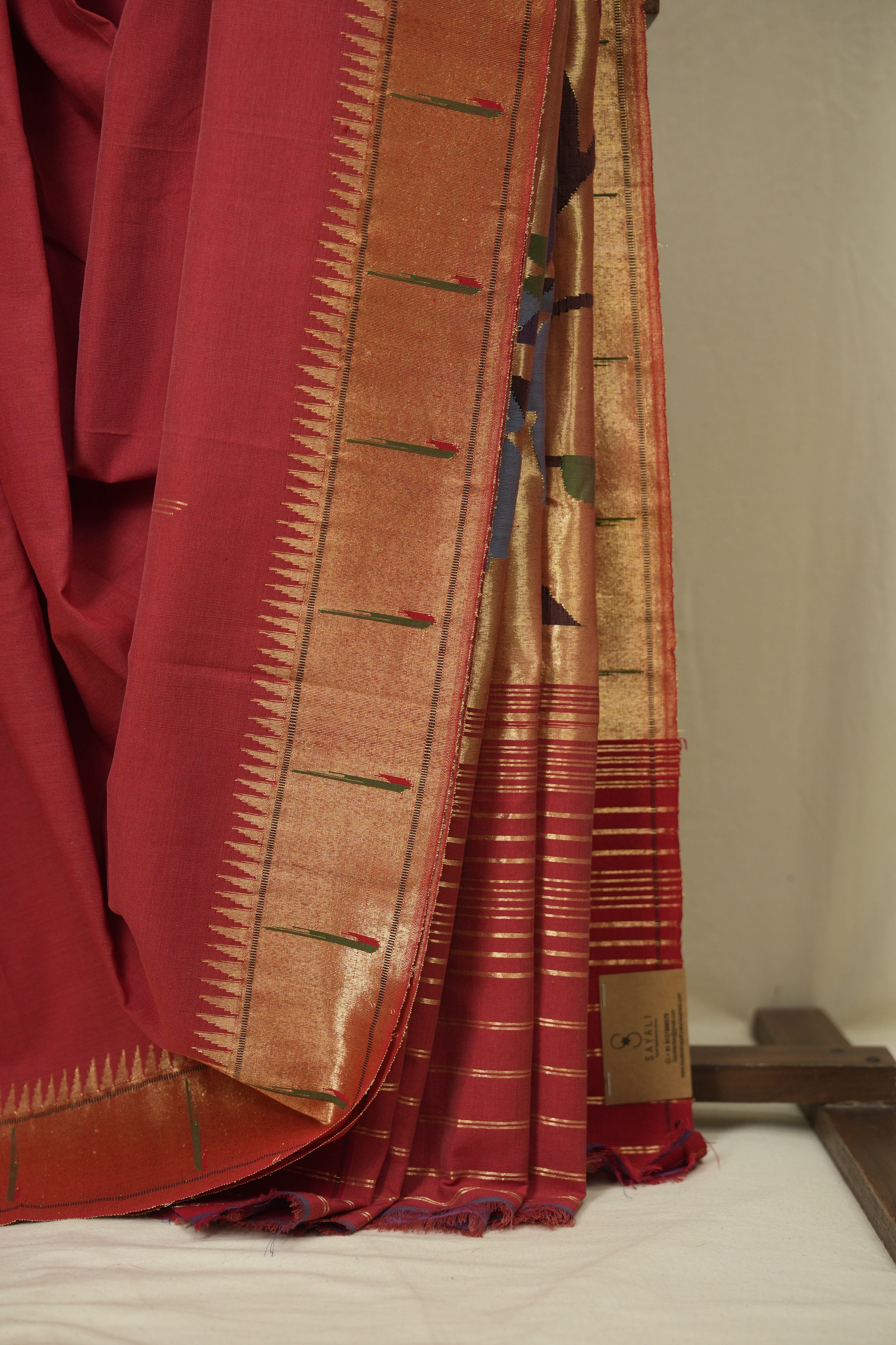 Red Cotton Paithani Saree - SRRCPS757