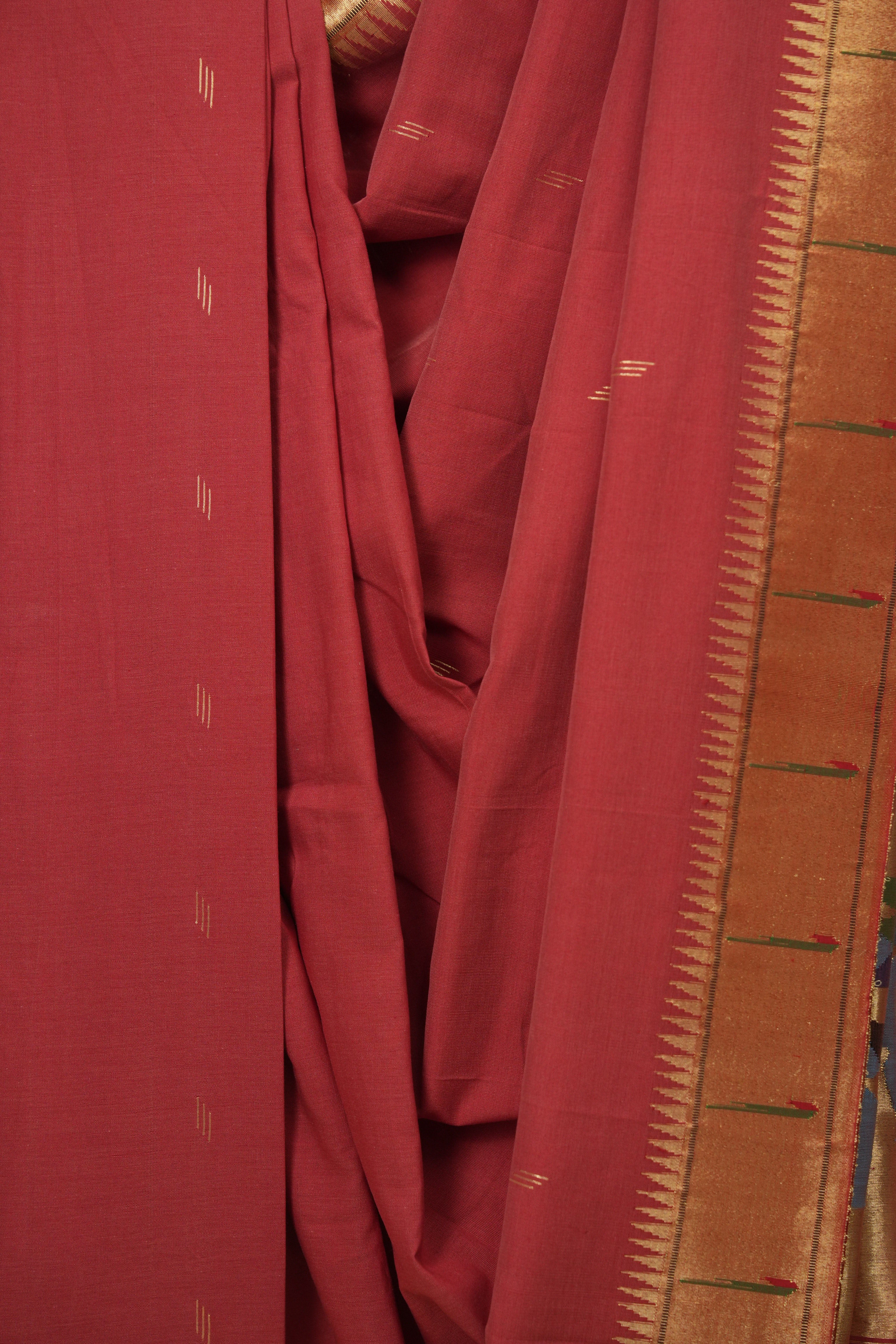 Red Cotton Paithani Saree - SRRCPS757