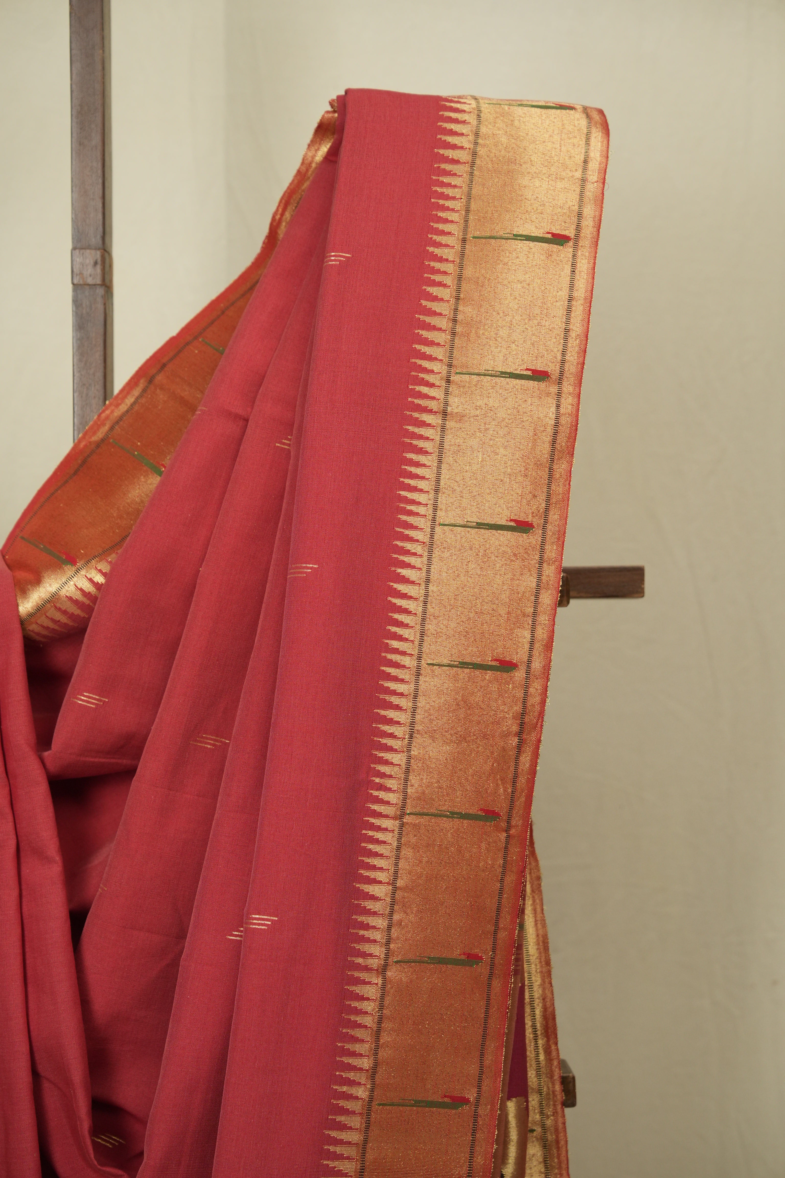 Red Cotton Paithani Saree - SRRCPS757