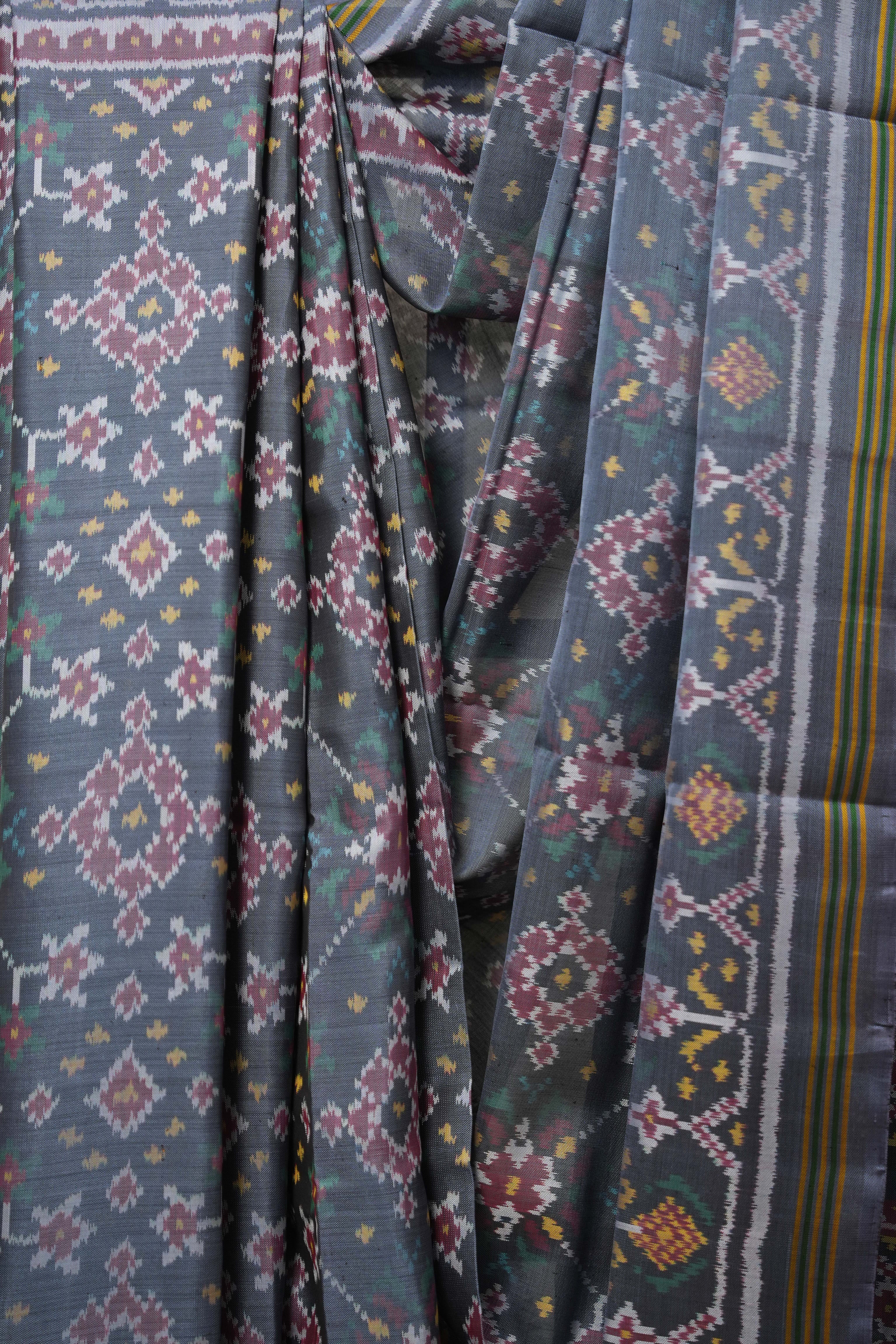 Grey Patan Patola Silk Saree - SRGPPSS535