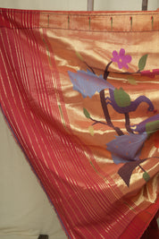 Red Cotton Paithani Saree - SRRCPS757