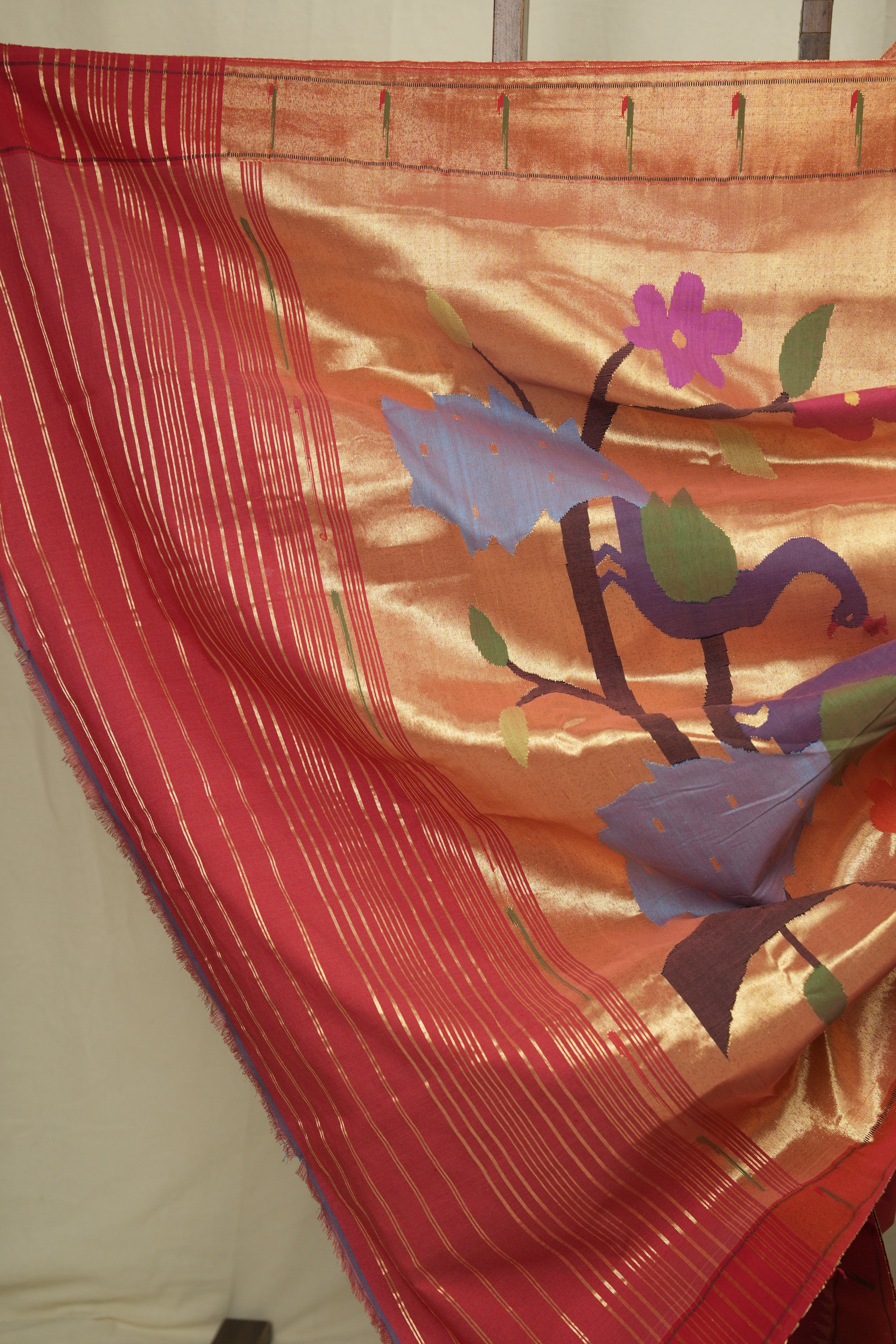 Red Cotton Paithani Saree - SRRCPS757