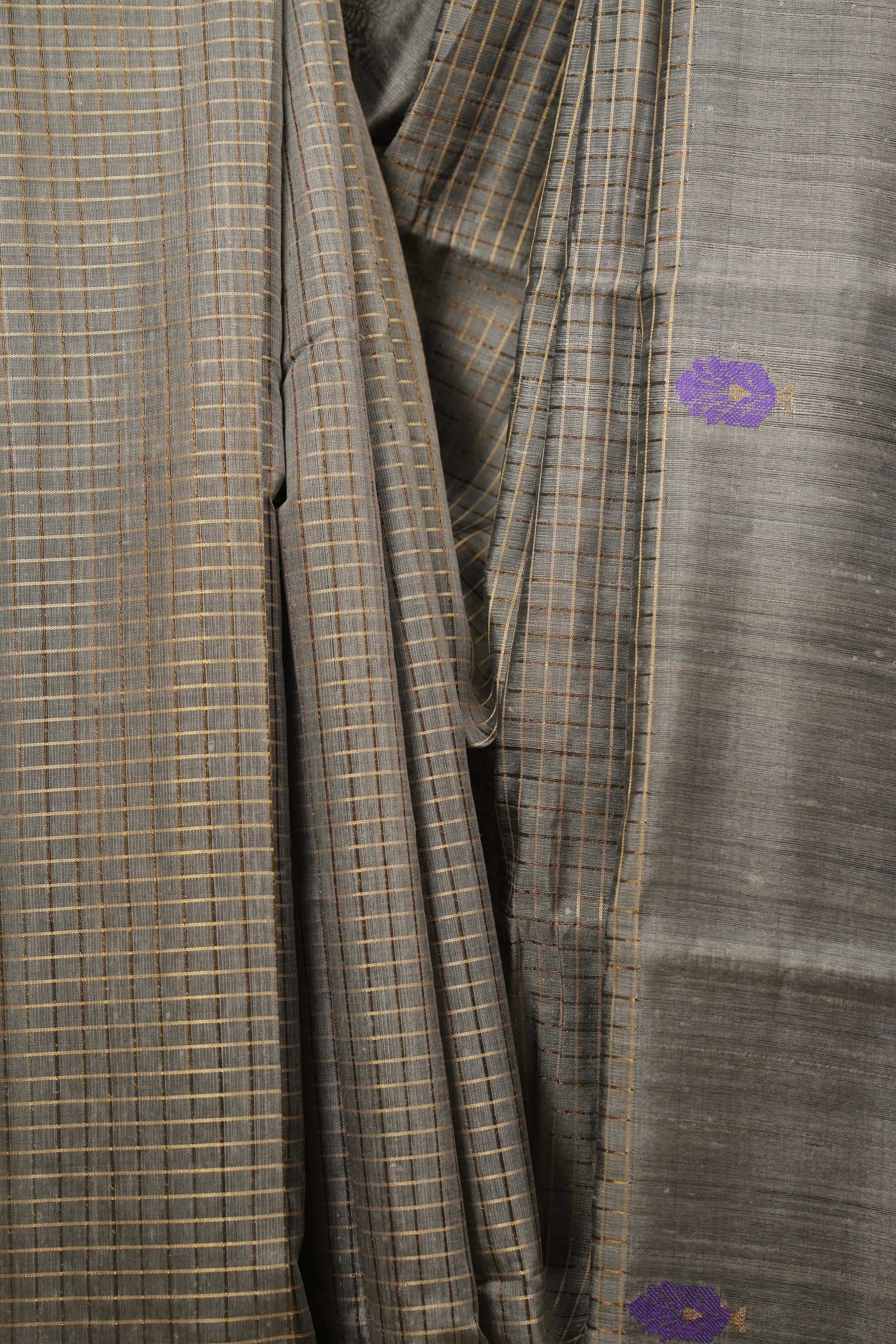 Grey Raw Silk Saree - SRGRSS1152