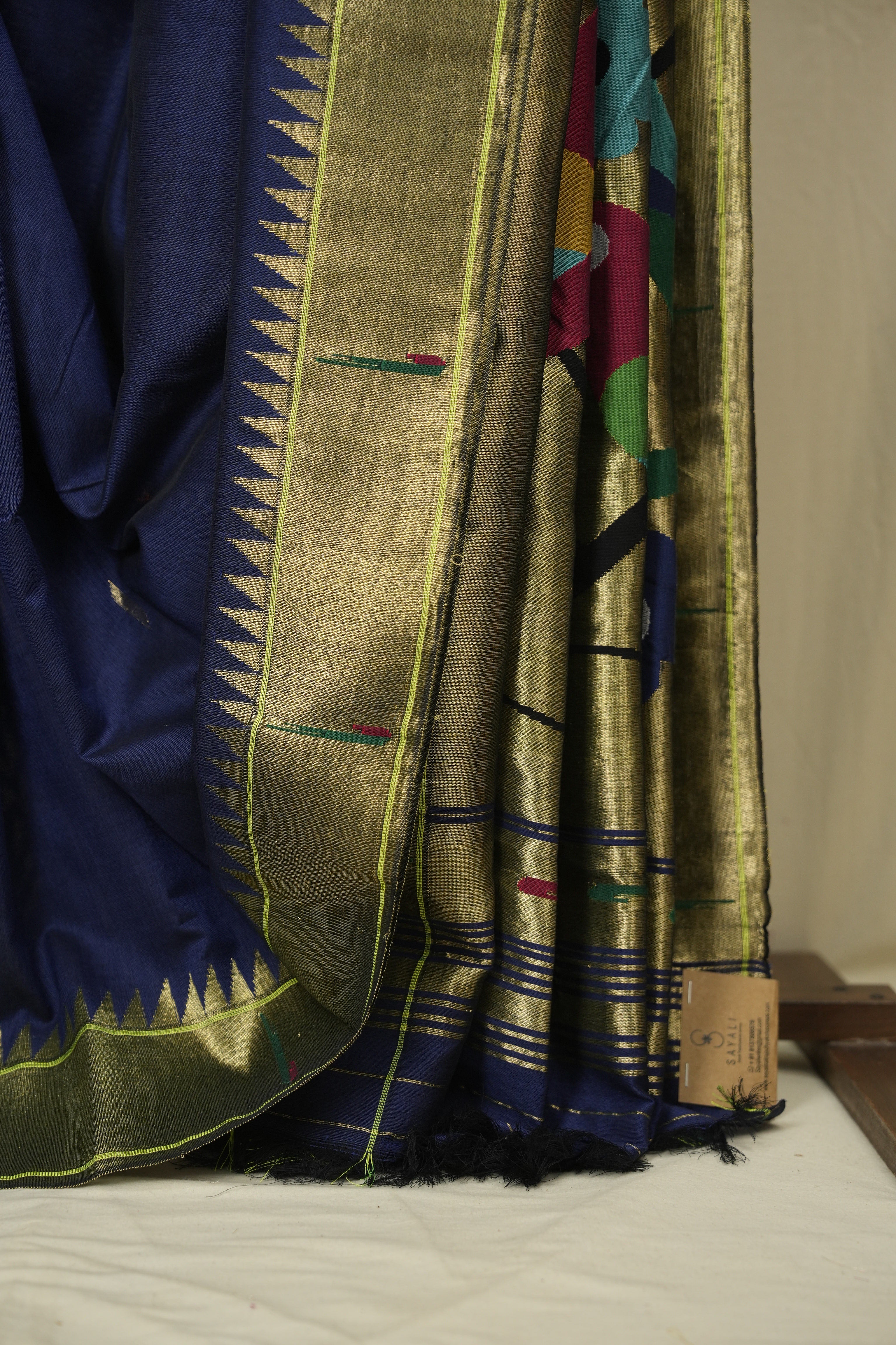 Navy Blue Cotton Paithani Saree - SRNBCPS758