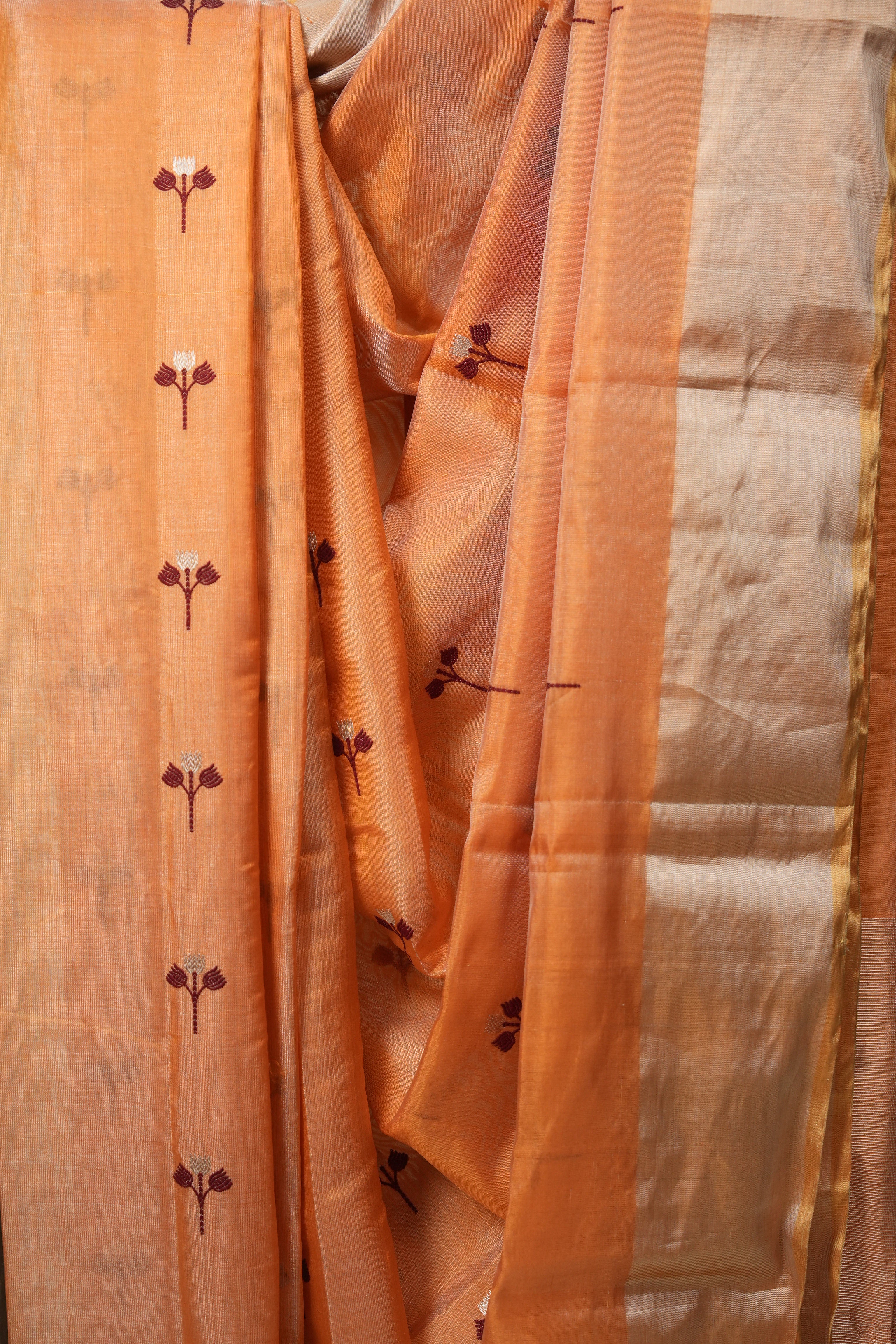 Orange Chanderi Silk Saree - SROCSS538